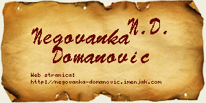 Negovanka Domanović vizit kartica